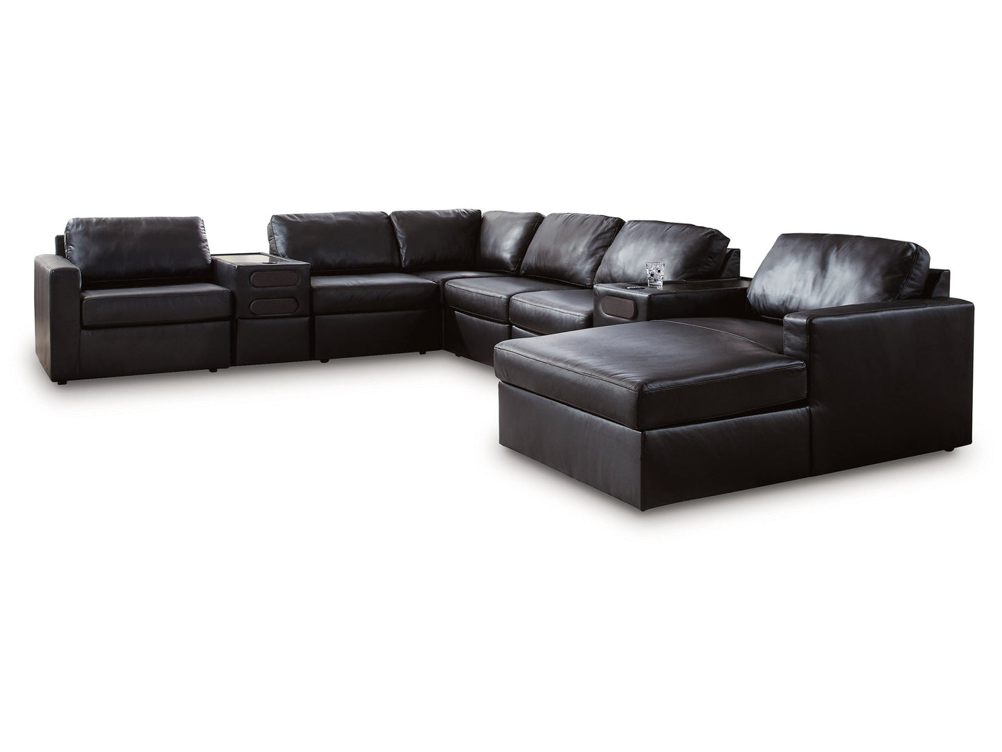ModMax II Black 8-Piece Sectional with Right Chaise and Audio Consoles