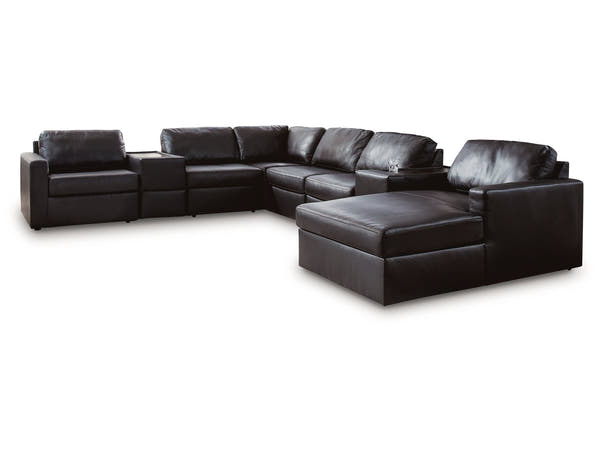 ModMax II Black 8-Piece Sectional with Right Chaise and Storage Consoles