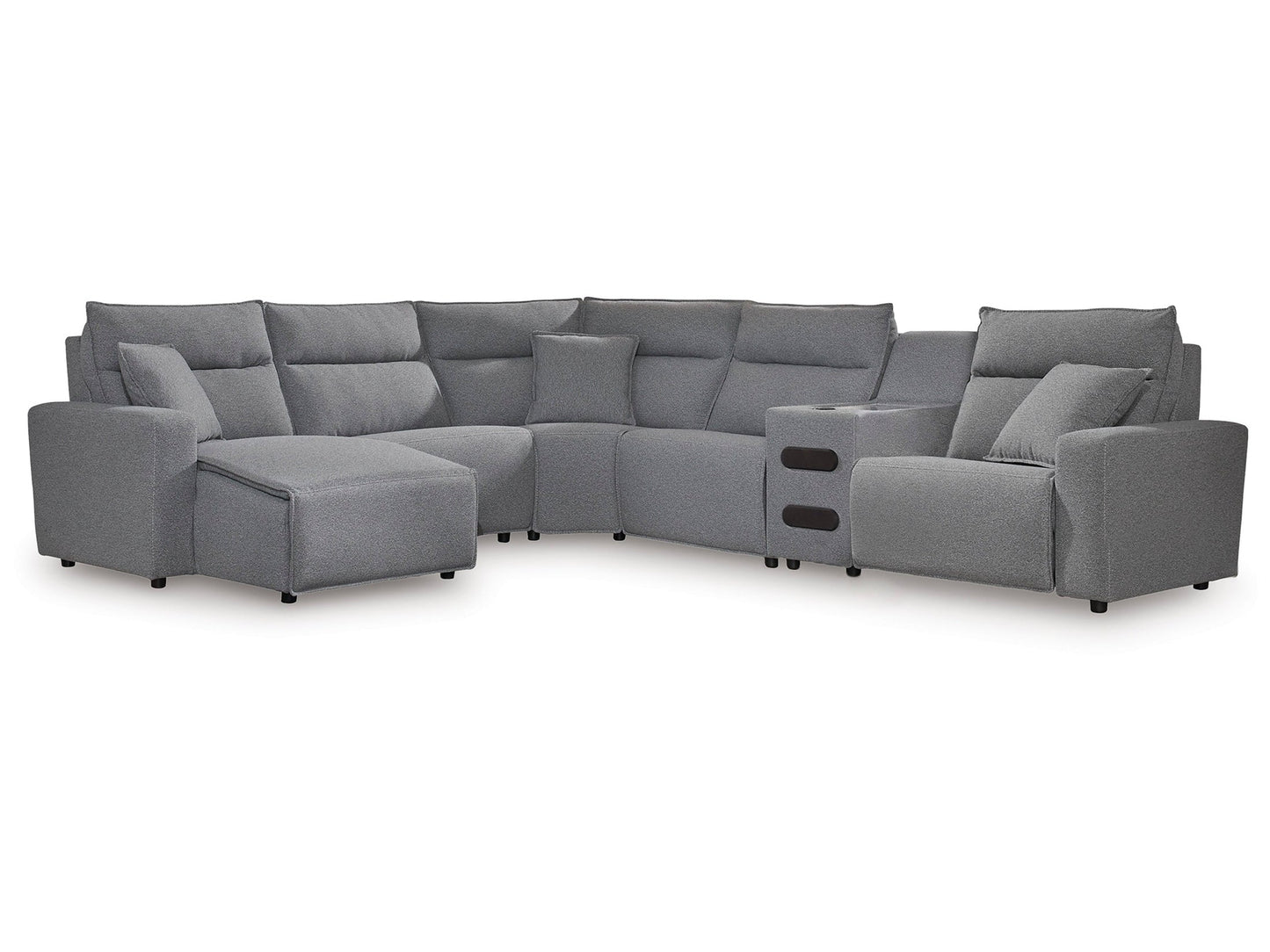 ModMax II Salt and Pepper 6-Piece Reclining Sectional with Chaise and Audio