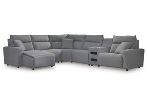ModMax II Salt and Pepper 6-Piece Reclining Sectional with Chaise and Audio