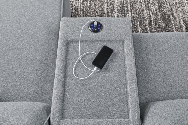 ModMax II Salt and Pepper 6-Piece Reclining Sectional with Chaise and Audio