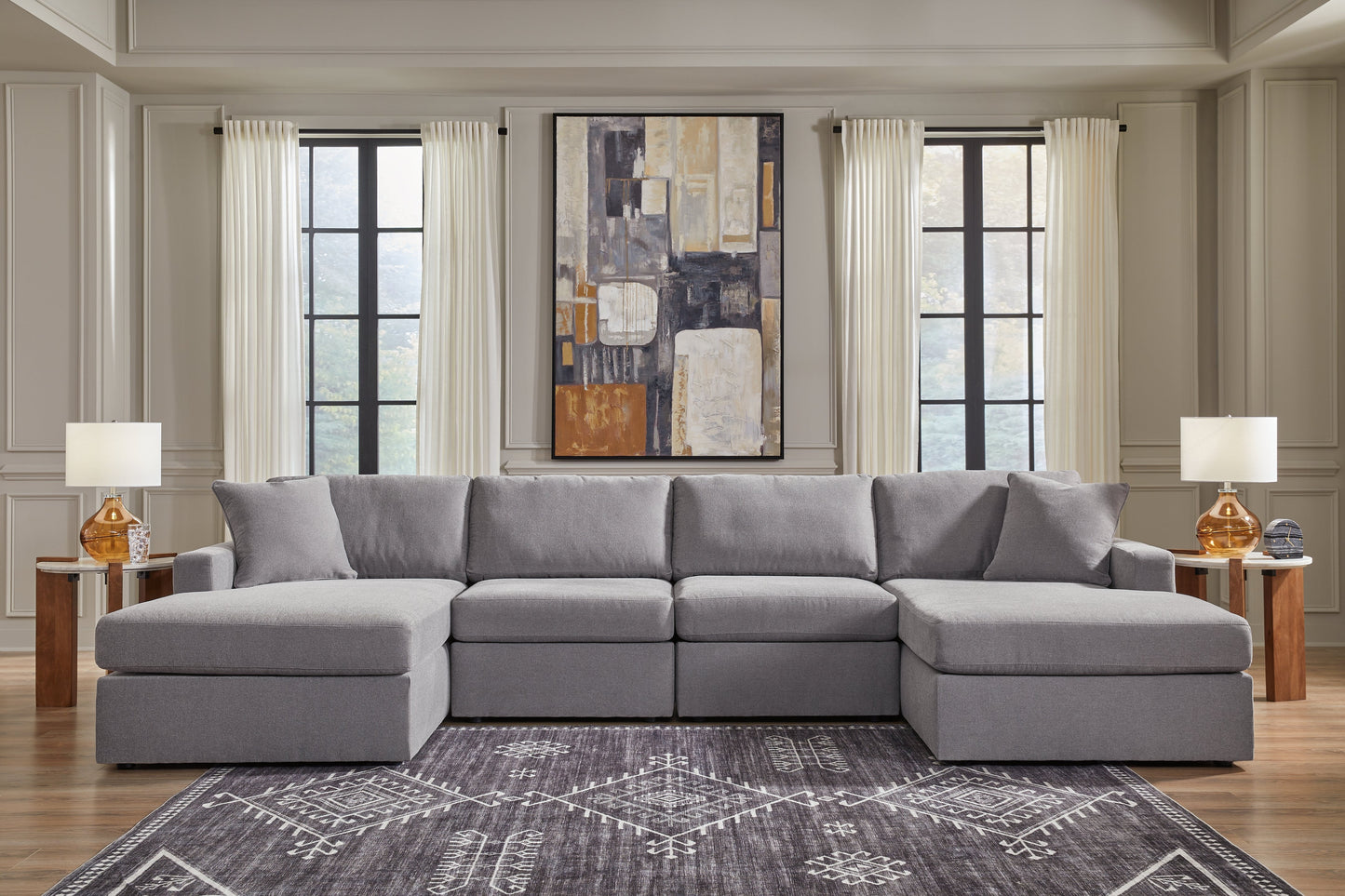 Modmax Granite 4-Piece U Shape Sectional with Double Chaise