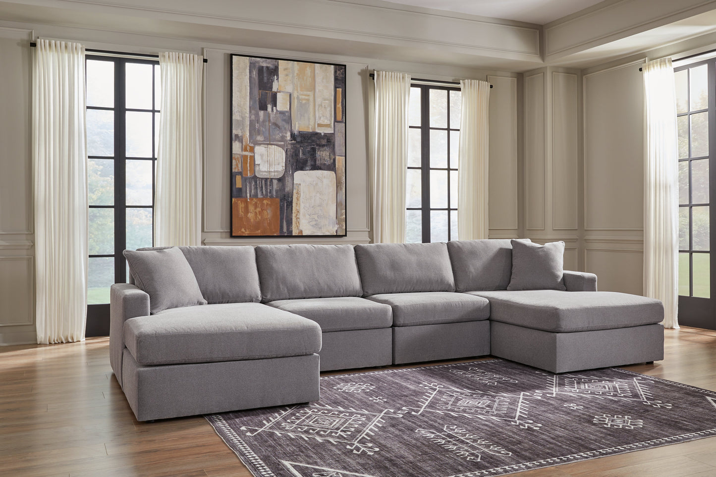 Modmax Granite 4-Piece U Shape Sectional with Double Chaise