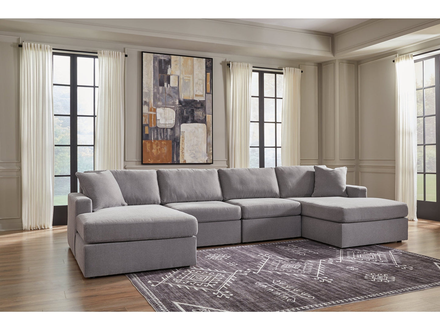 Modmax Granite 4-Piece U Shape Sectional with Double Chaise