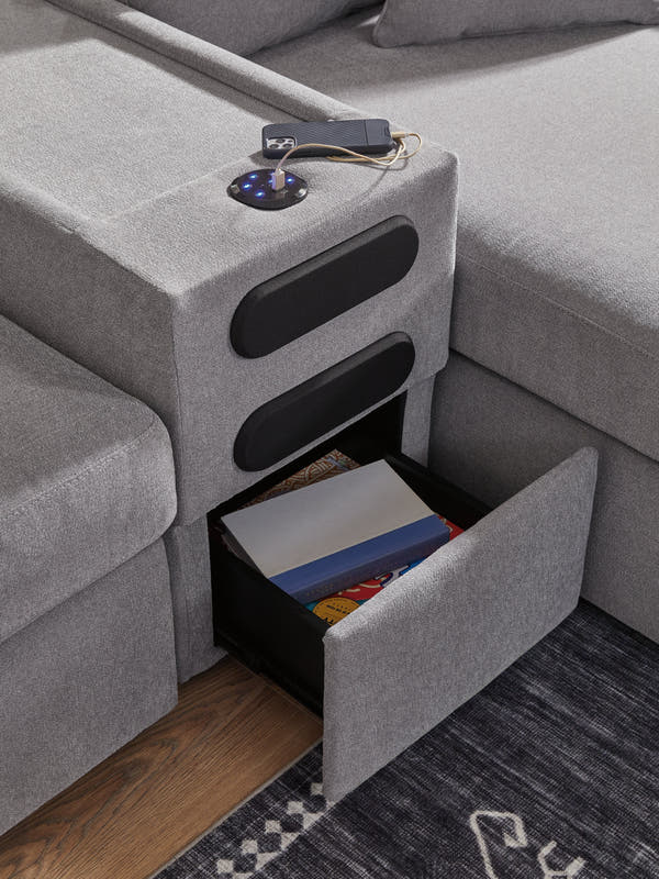Modmax Granite 6-Piece Sectional and Oversized Accent Ottoman