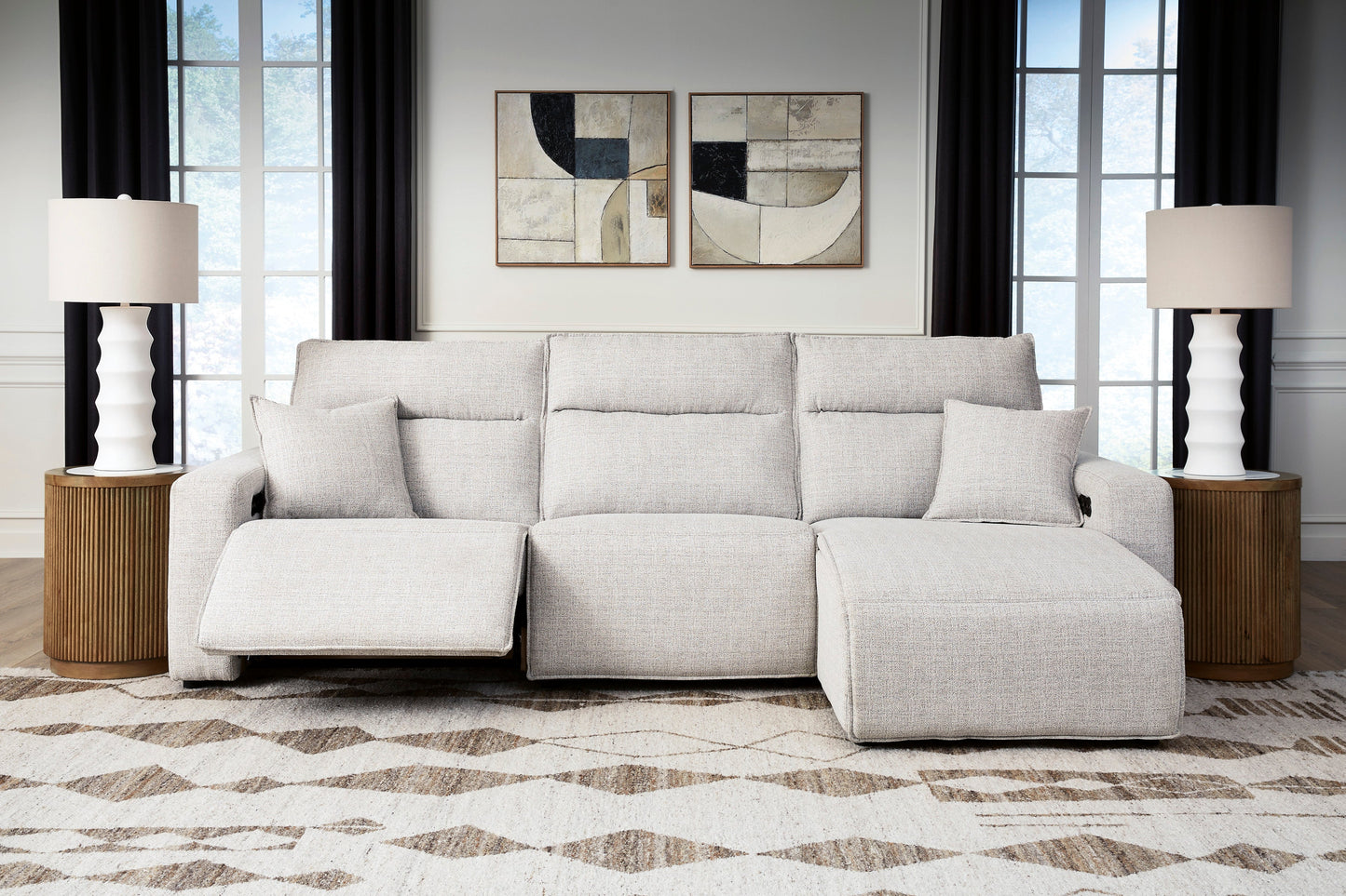 Modmax II Stone 3 Pc Reclining Sofa Chaise