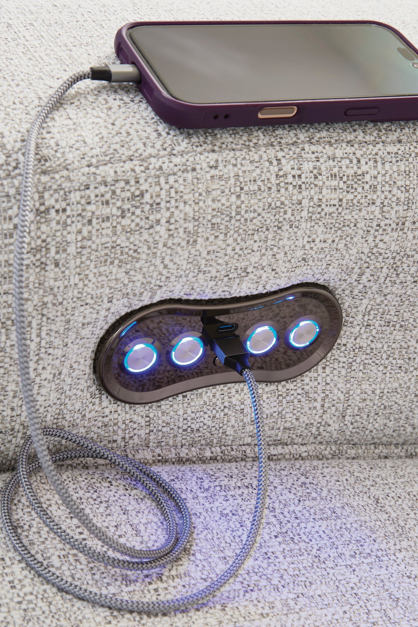 Modmax II Stone 3-Piece Power Reclining Sectional w/ Chaise and Audio Console