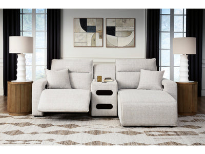 Modmax II Stone 3-Piece Power Reclining Sectional w/ Chaise and Audio Console