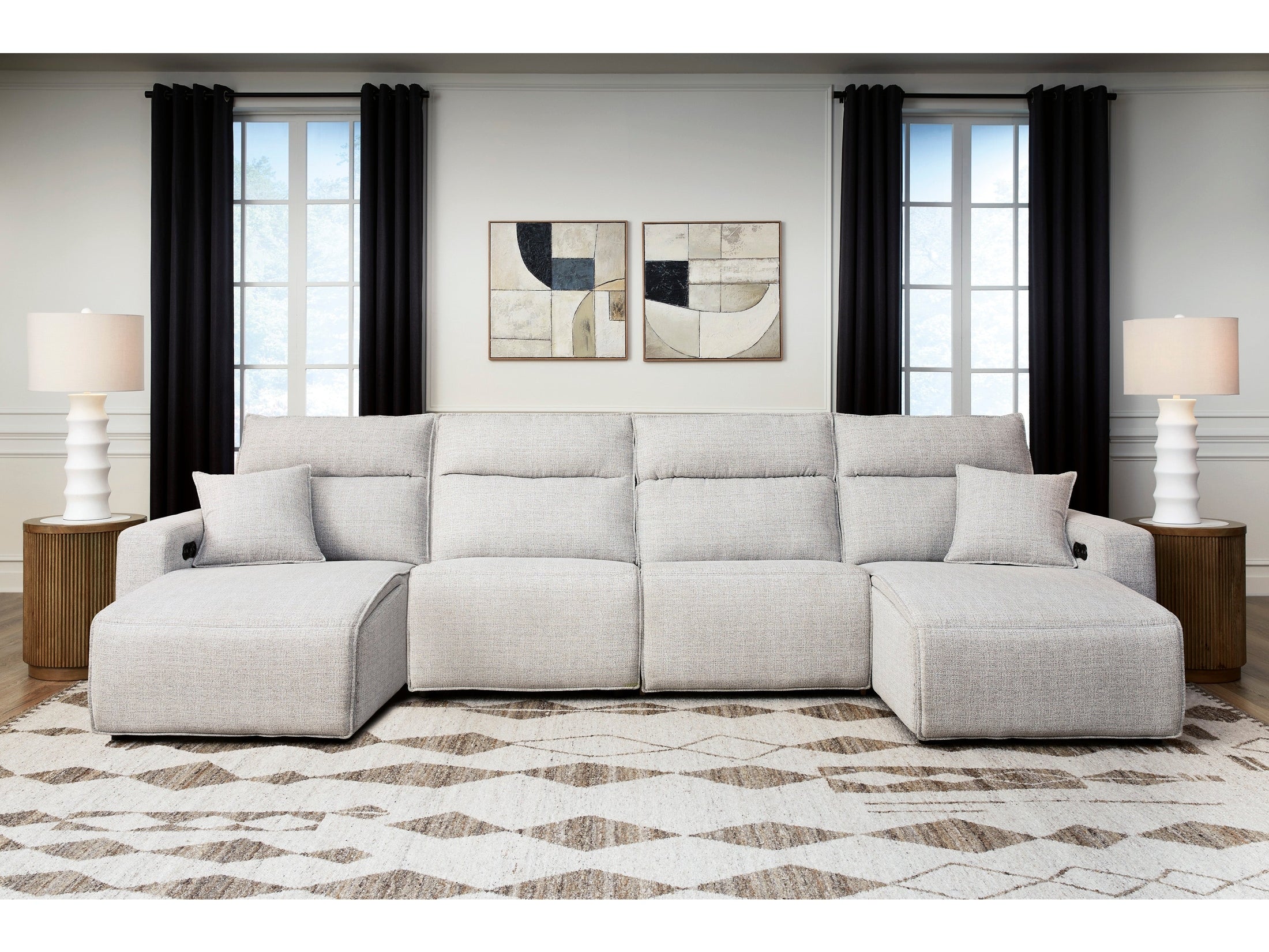 Modmax II Stone 4-Piece Power Reclining Sectional with Chaise – Omne Sleep