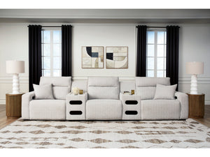 Modmax II Stone 5-Piece Power Reclining Sectional with Audio Consoles