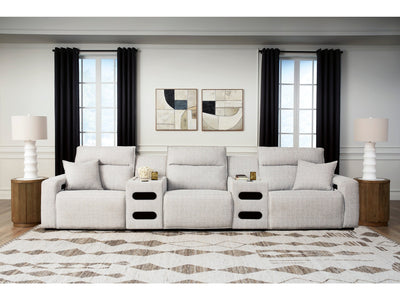 Modmax II Stone 5-Piece Power Reclining Sectional with Audio Consoles