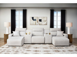 Modmax II Stone 5-Piece Power Reclining Sectional with Chaise and Consoles