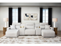 Modmax II Stone 5-Piece Power Reclining Sectional with Chaise and Consoles
