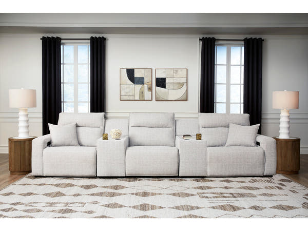 Modmax II Stone 5-Piece Power Reclining Sectional with Consoles