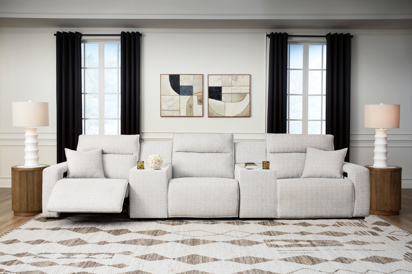 Modmax II Stone 5-Piece Power Reclining Sectional with Consoles