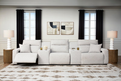 Modmax II Stone 5-Piece Power Reclining Sectional with Consoles