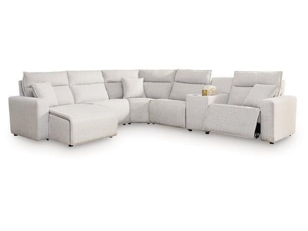 Modmax II Stone 6-Piece Power Reclining Sectional w/ Chaise and Console
