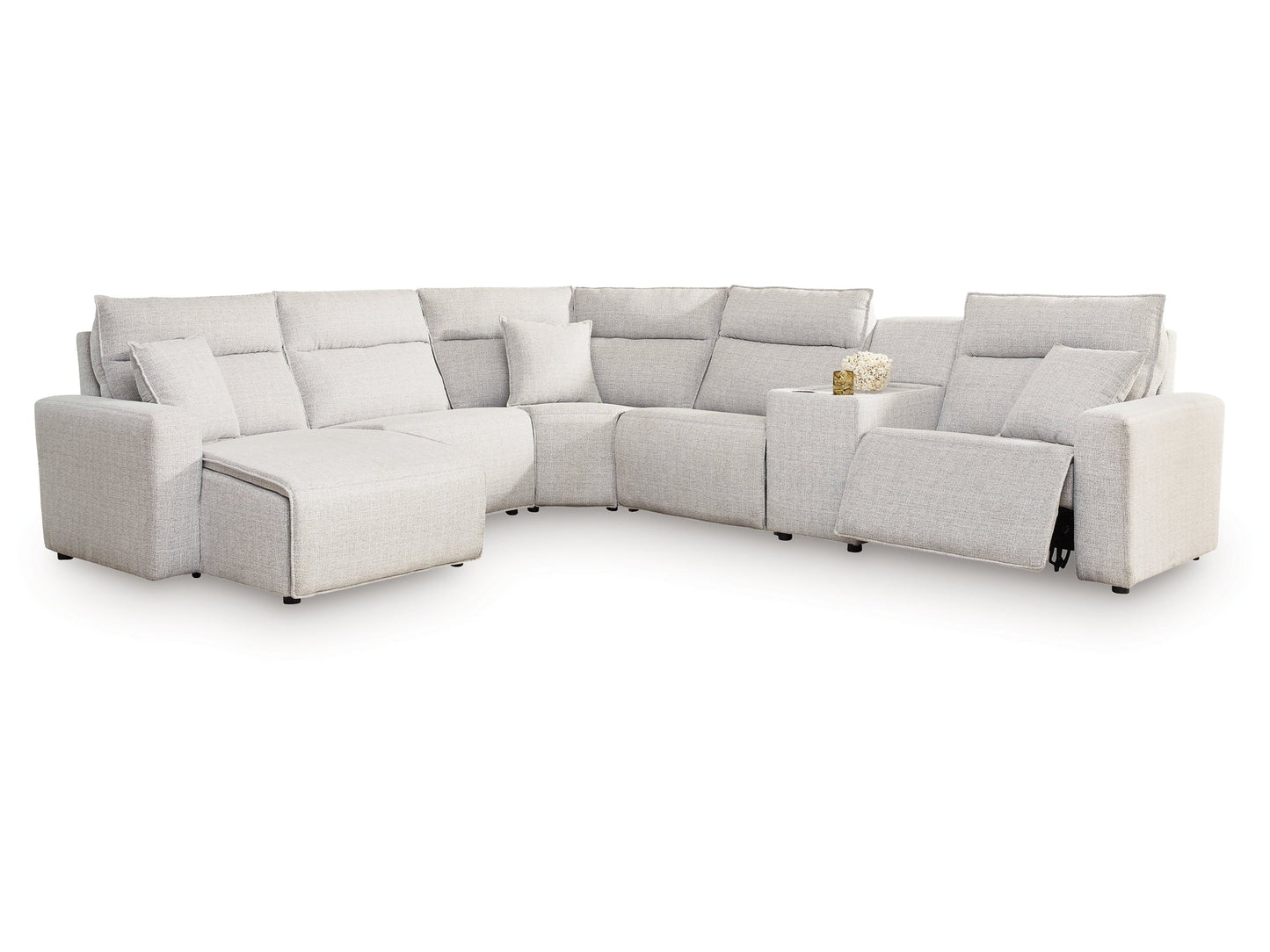 Modmax II Stone 6-Piece Power Reclining Sectional w/ Chaise and Console