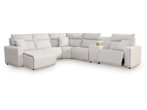 Modmax II Stone 6-Piece Power Reclining Sectional w/ Chaise and Console