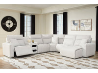 Modmax II Stone 6-Piece Reclining Sectional w/ Chaise and Audio Console