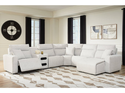 Modmax II Stone 6-Piece Reclining Sectional w/ Chaise and Audio Console