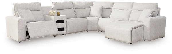 Modmax II Stone 6-Piece Reclining Sectional w/ Chaise and Audio Console