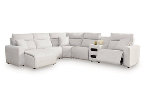 Modmax II Stone 6-Piece Reclining Sectional with Chaise and Audio Console