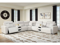 Modmax II Stone 7-Piece Power Reclining Sectional w/ Chaise & Audio Consoles
