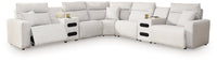 Modmax II Stone 7-Piece Power Reclining Sectional w/ Chaise & Audio Consoles