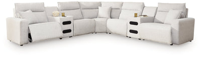 Modmax II Stone 7-Piece Power Reclining Sectional w/ Chaise & Audio Consoles