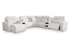 Modmax II Stone 7-Piece Power Reclining Sectional with Chaise and Audio Consoles