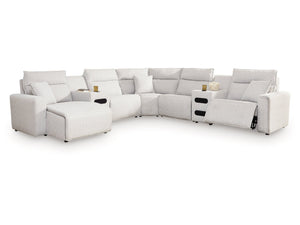 Modmax II Stone 7-Piece Power Reclining Sectional with Chaise and Audio Consoles