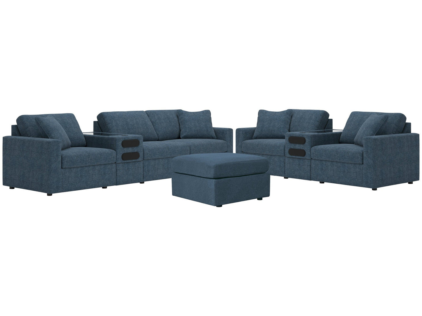 Modmax Ink 4-Piece Sectional Sofa, 3-Piece Sectional Loveseat and Ottoman - 92121U25
