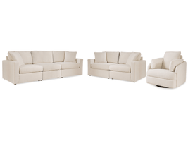 Modmax Oyster 3-Piece Sectional Sofa, 2-Piece Sectional Loveseat and Swivel Glider Recliner