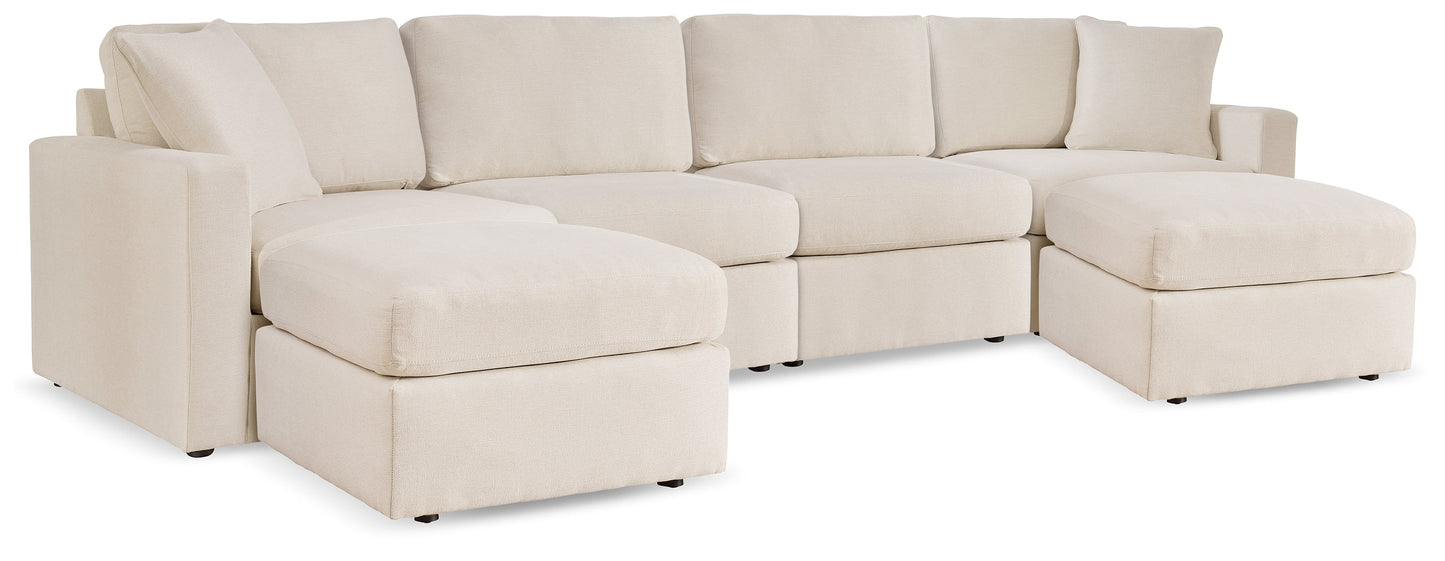 Modmax Oyster 4-Piece Sectional and 2 Oversized Accent Ottomans