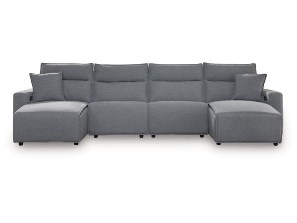 Modmax Salt and Pepper 4-Piece Power Reclining Sectional with Chaise