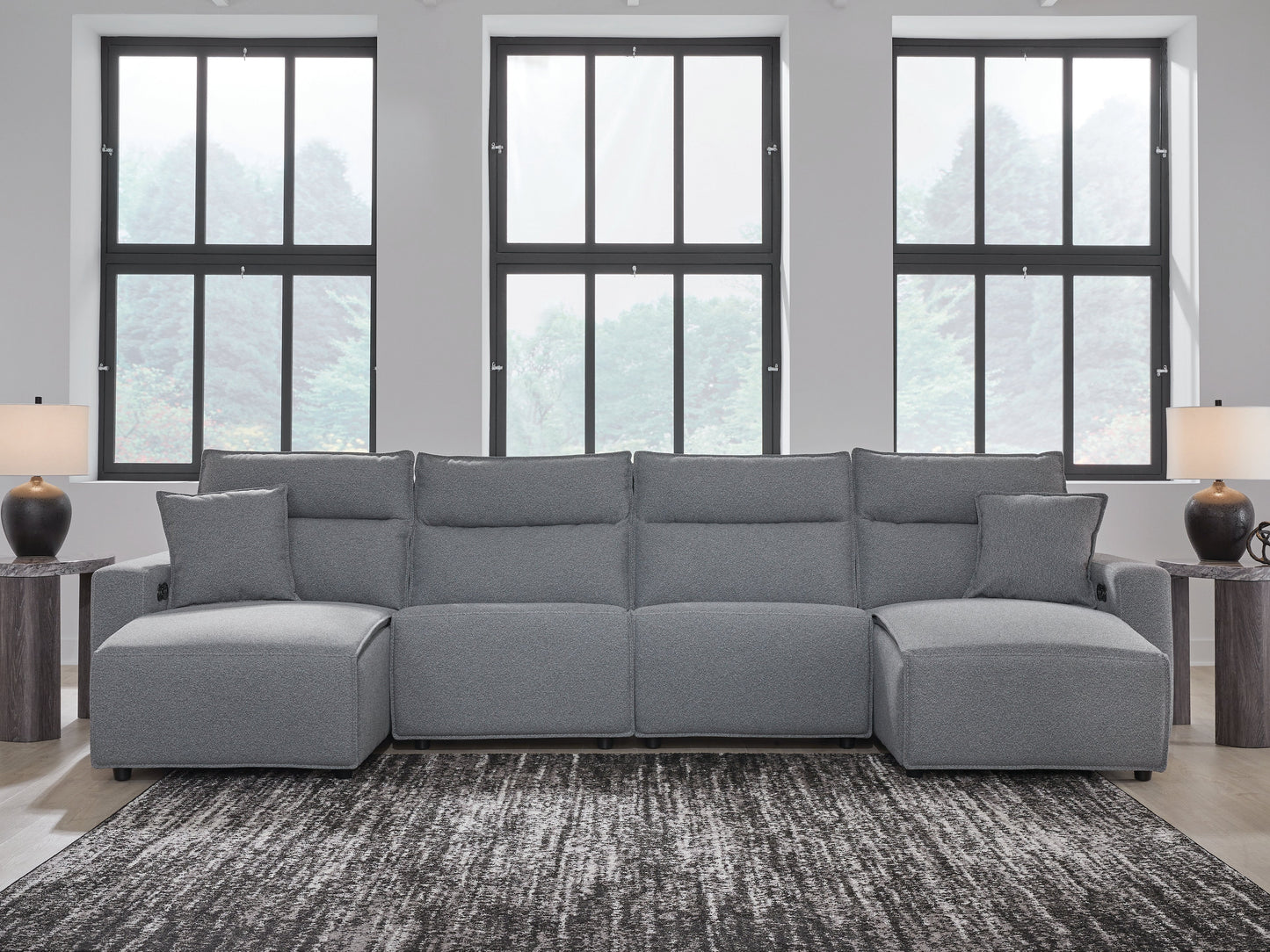 Modmax Salt and Pepper 4-Piece Power Reclining Sectional with Chaise