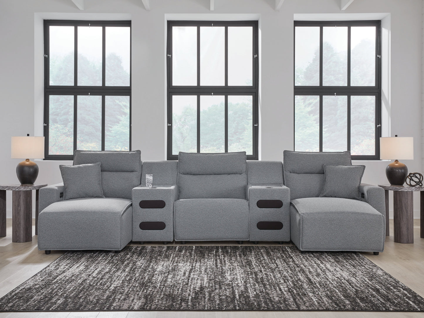 Modmax Salt and Pepper 5-Piece Power Reclining Sectional with Chaise
