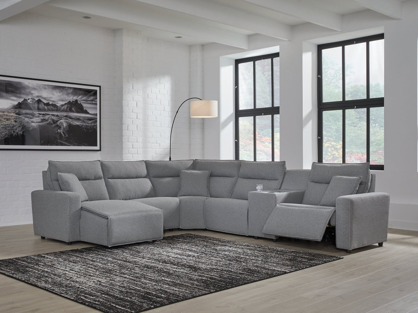 Modmax Salt and Pepper 6-Piece Power Reclining Sectional with Chaise
