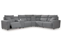 Modmax Salt and Pepper 6-Piece Reclining Sectional with Storage Console