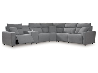Modmax Salt and Pepper 6-Piece Reclining Sectional with Storage Console