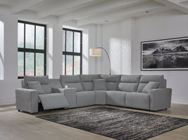 Modmax Salt and Pepper 6-Piece Reclining Sectional with Storage Console