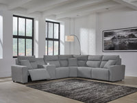 Modmax Salt and Pepper 6-Piece Reclining Sectional with Storage Console