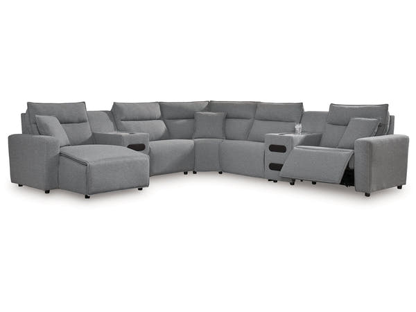 Modmax Salt and Pepper 7-Piece Power Reclining Sectional with Chaise