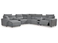 Modmax Salt and Pepper 7-Piece Power Reclining Sectional with Chaise