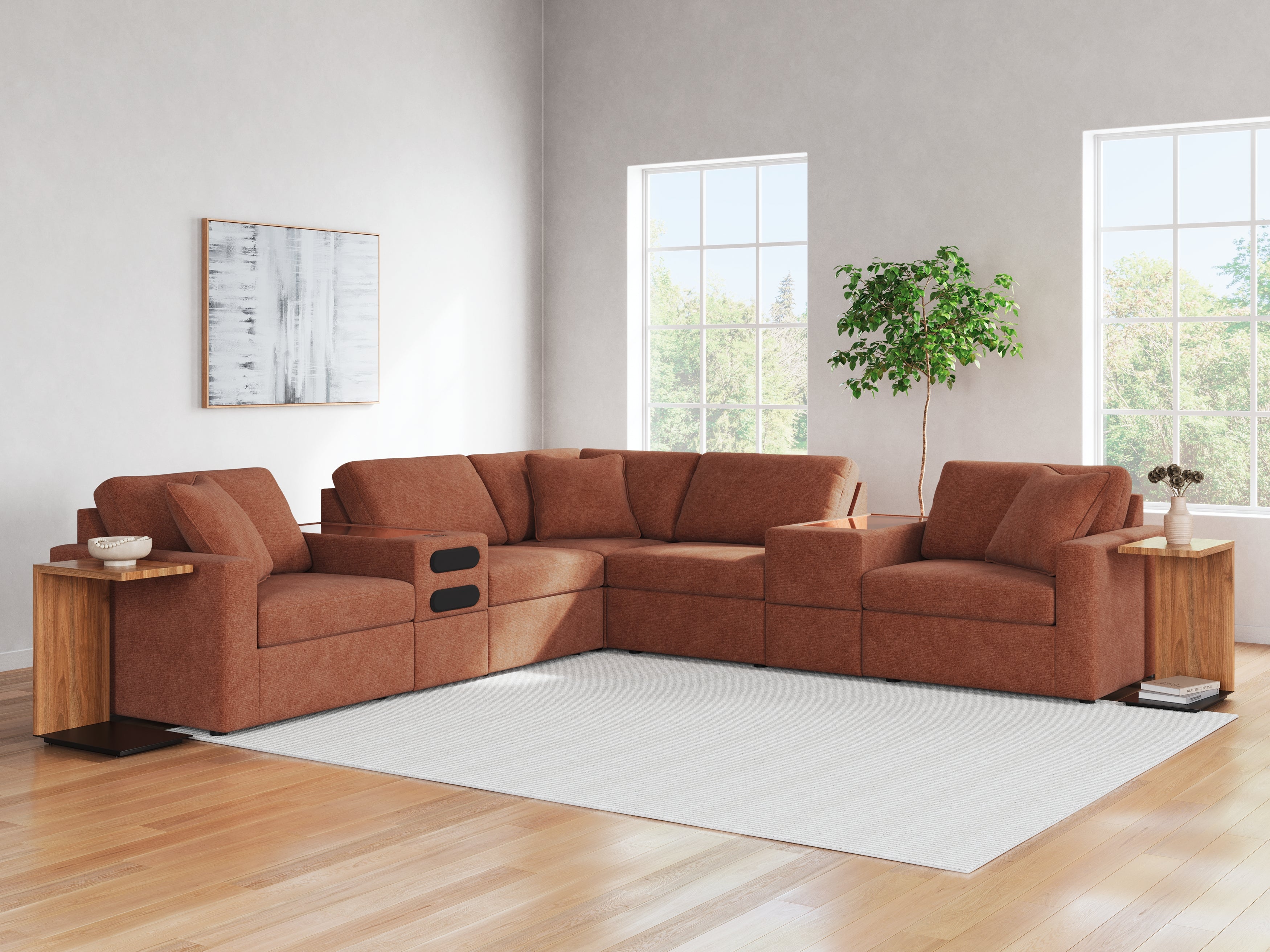 Modmax Spice 7-Piece Balanced Sectional with Audio and Storage Console ...