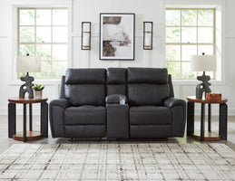 Montacute Black Reclining Loveseat with Console