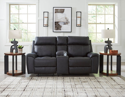 Montacute Black Reclining Loveseat with Console