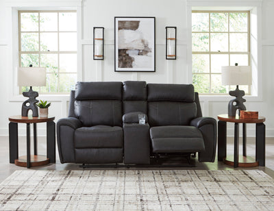 Montacute Black Reclining Loveseat with Console