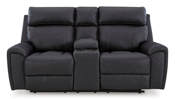 Montacute Black Reclining Loveseat with Console